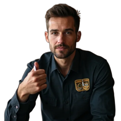 jacket, staff, furniture, face, man, short, hair, sitting transparent PNG cut-out