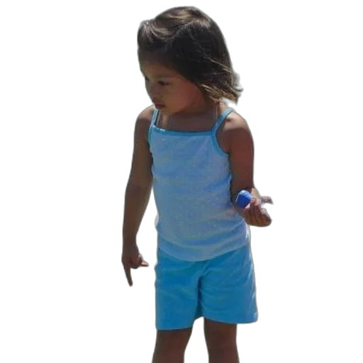 jewelry, blue, young, girl, tank, top, shorts, stands transparent PNG cut-out