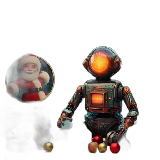 robot, concept art, 3d render, pixel art, fantasy art, outer space, christmas, store transparent PNG cut-out