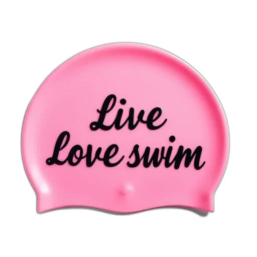 pink, swim, cap, words, live, love, written, black transparent PNG cut-out