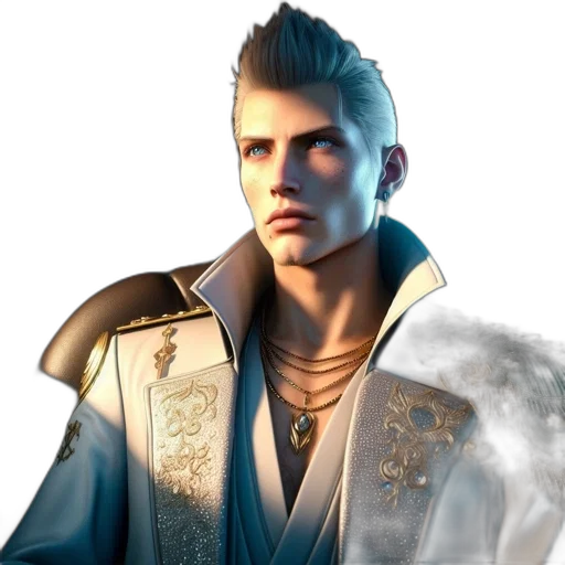 jacket, staff, face, concept art, 3d render, fantasy art, photorealistic, man transparent PNG cut-out