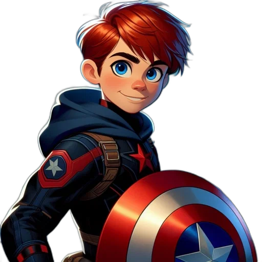 comic book art, concept art, cartoon, pixel art, young, character, red, hair transparent PNG cut-out