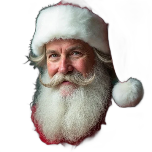 photorealistic, santa, beard, mouste transparent PNG cut-out