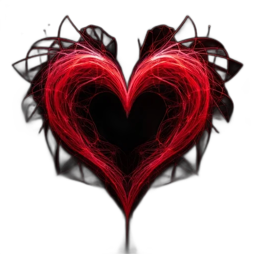 jewelry, photorealistic, red, dark, stylized, image, heart, black transparent PNG cut-out