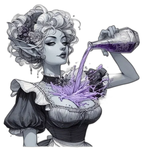 crown, dress, fantasy art, concept art, comic book art, pixel art, monochrome, dark transparent PNG cut-out
