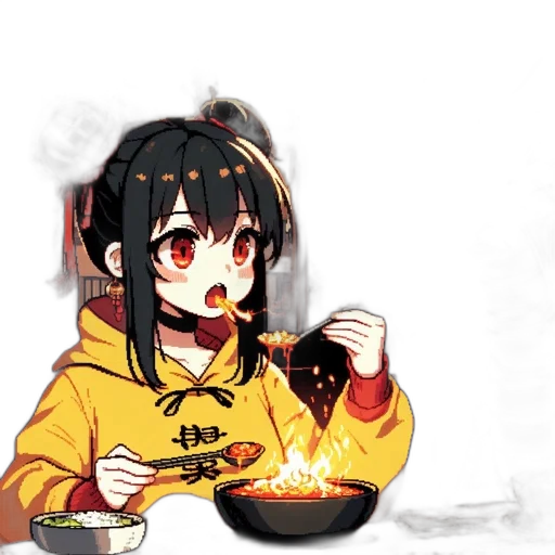 food, staff, creature, anime, pixel art, cartoon, concept art, fire transparent PNG cut-out