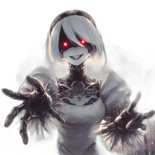 mask, robot, creature, weapon, concept art, fantasy art, anime, comic book art transparent PNG cut-out