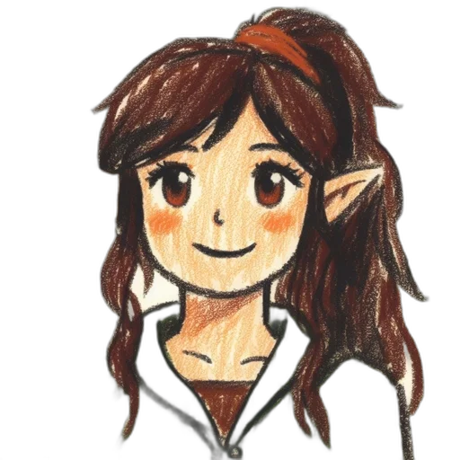 staff, face, watercolor, cartoon, fantasy art, concept art, female, character transparent PNG cut-out