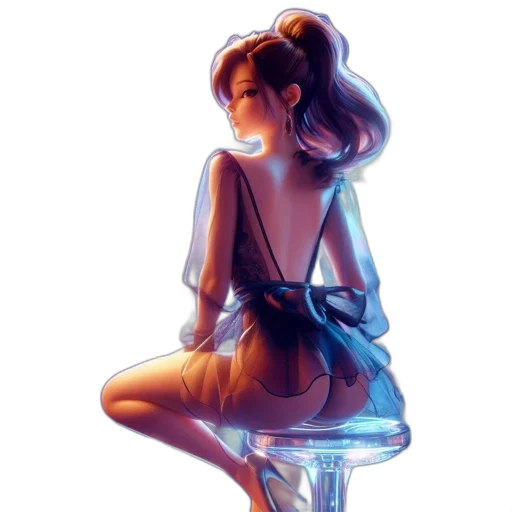 dress, staff, robot, jewelry, concept art, fantasy art, pixel art, cyberpunk transparent PNG cut-out
