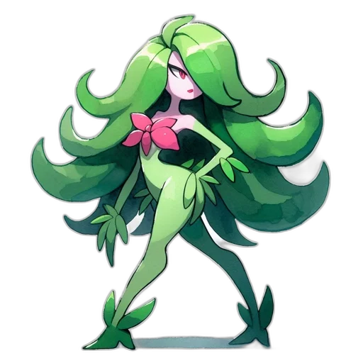 flower, creature, staff, hair, concept art, pixel art, watercolor, fantasy art transparent PNG cut-out