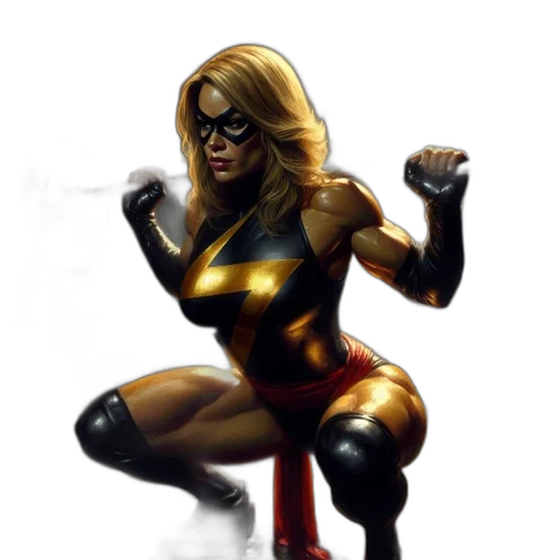 comic book art, concept art, fantasy art, cartoon, golden, female, superhero, black transparent PNG cut-out