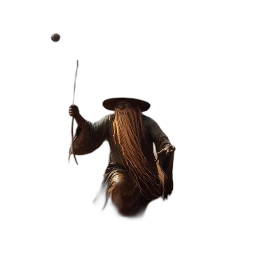 staff, hat, weapon, hair, concept art, fantasy art, photorealistic, 3d render transparent PNG cut-out