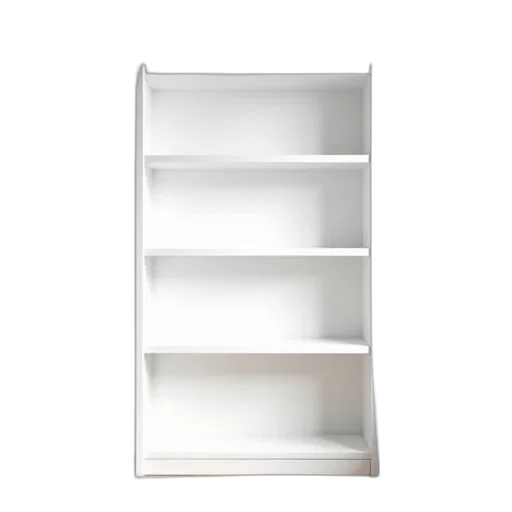 furniture, jewelry, 3d render, white, bookshelf, multiple, shelves, standing transparent PNG cut-out