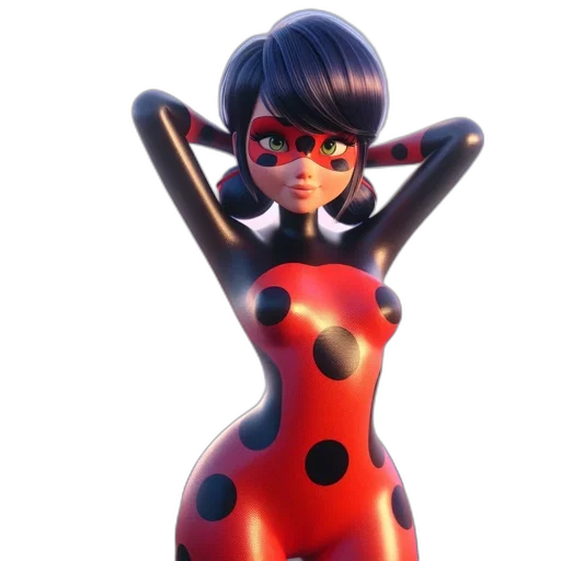 dress, robot, 3d render, concept art, comic book art, cartoon, animated, ladybug transparent PNG cut-out