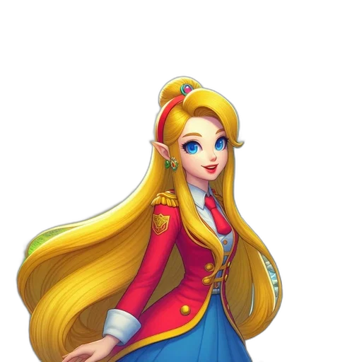dress, staff, crown, hair, fantasy art, concept art, 3d render, cartoon transparent PNG cut-out