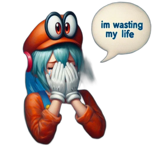 robot, creature, mask, 3d render, concept art, pixel art, mario-like, character transparent PNG cut-out