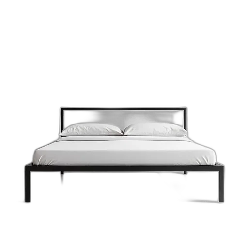 furniture, monochrome, sleek, modern, metal, bed, frame, minimalist transparent PNG cut-out