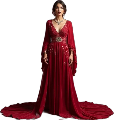 dress, jewelry, red, gorgeous, mage, purple, gold, palazzo transparent PNG cut-out