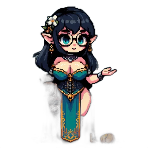 dress, pixel art, fantasy art, cartoon, anime, dark, monochrome, pastel transparent PNG cut-out
