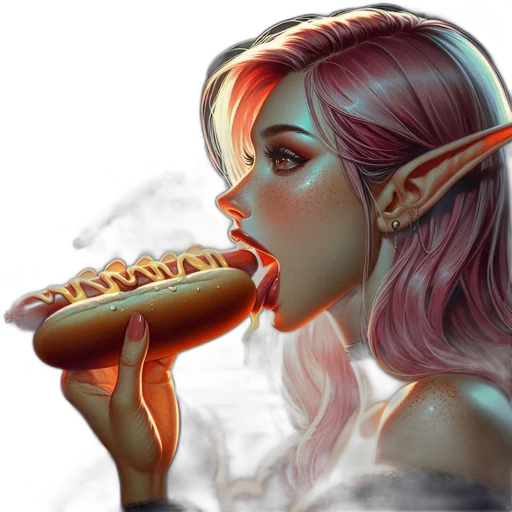 fantasy art, concept art, watercolor, photorealistic, neon lights, pastel, female, character transparent PNG cut-out