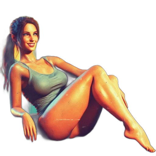 concept art, pixel art, photorealistic, 3d render, blue, lady, sleeveless, gray transparent PNG cut-out