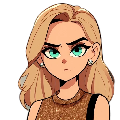 face, staff, cartoon, anime, pixel art, comic book art, blonde-haired, female transparent PNG cut-out