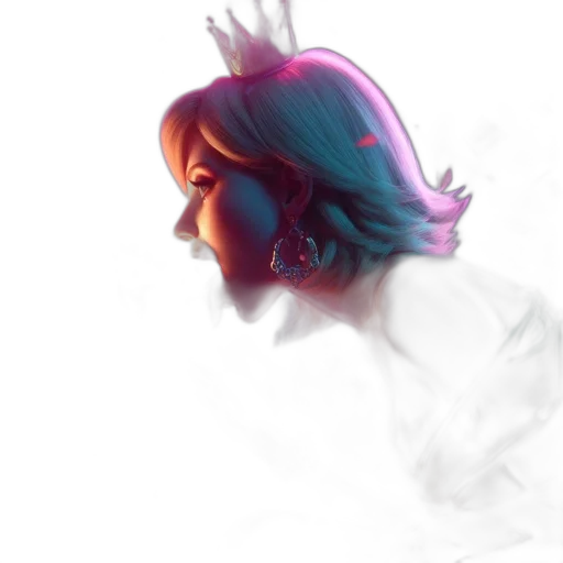 crown, face, mask, hair, concept art, watercolor, photorealistic, vaporwave transparent PNG cut-out