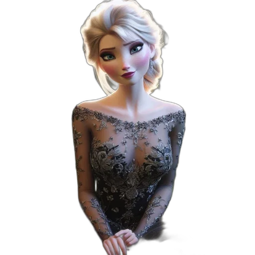 dress, 3d render, cartoon, fantasy art, concept art, tranquil, scene, featuring transparent PNG cut-out
