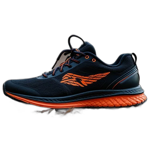 shoes, black, orange, running transparent PNG cut-out