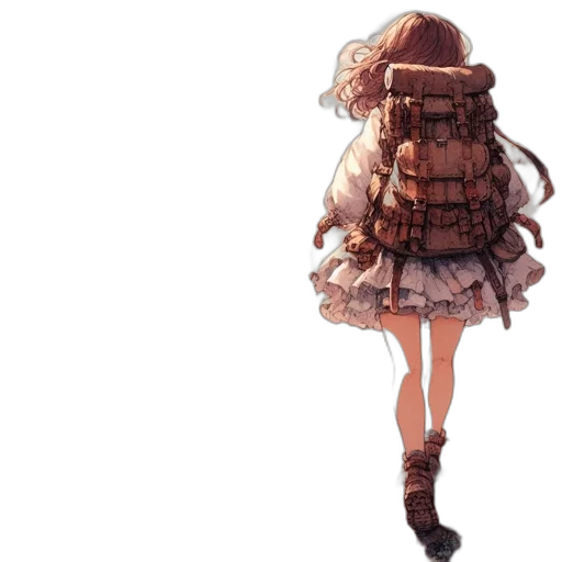 dress, jacket, hat, umbrella, watercolor, concept art, pixel art, fantasy art transparent PNG cut-out