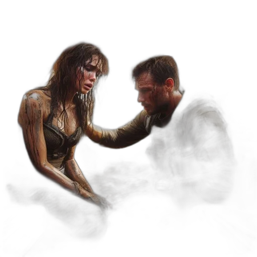 concept art, fantasy art, comic book art, photorealistic, rain, fog, fire, underwater transparent PNG cut-out