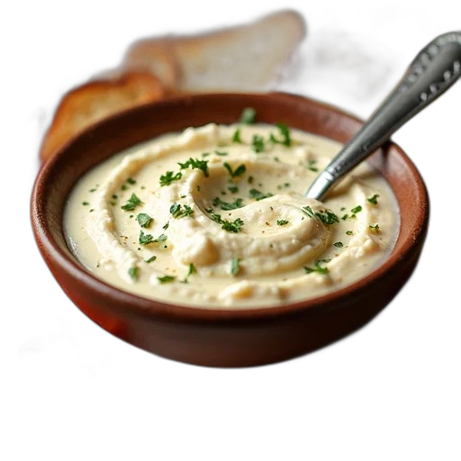 food, weapon, photorealistic, 3d render, bowl, creamy, dip, spoon transparent PNG cut-out