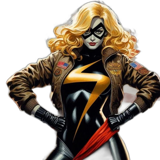 jacket, comic book art, concept art, cartoon, female, superhero, blonde, hair transparent PNG cut-out