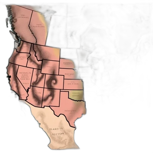 earth tones, vintage, map, united, states, focus, rocky, mountains transparent PNG cut-out