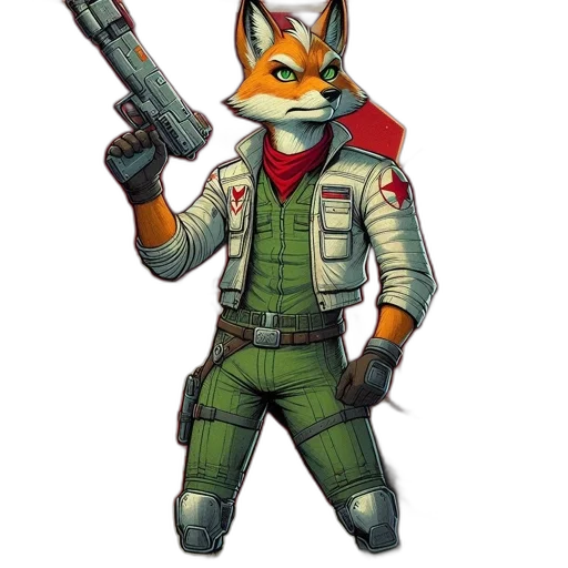 staff, jacket, weapon, animal, concept art, pixel art, 3d render, comic book art transparent PNG cut-out