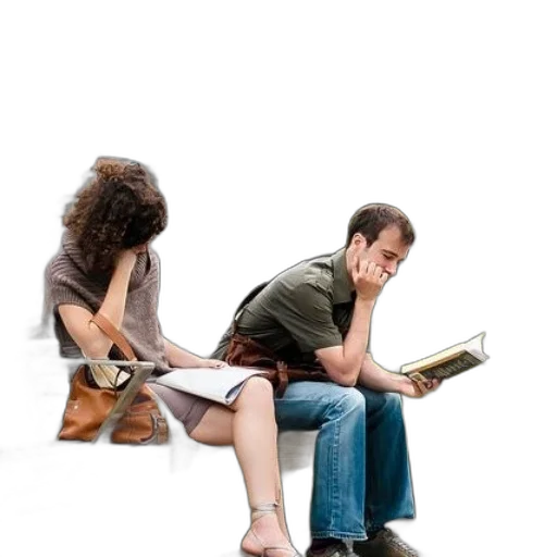 furniture, photorealistic, man, woman transparent PNG cut-out
