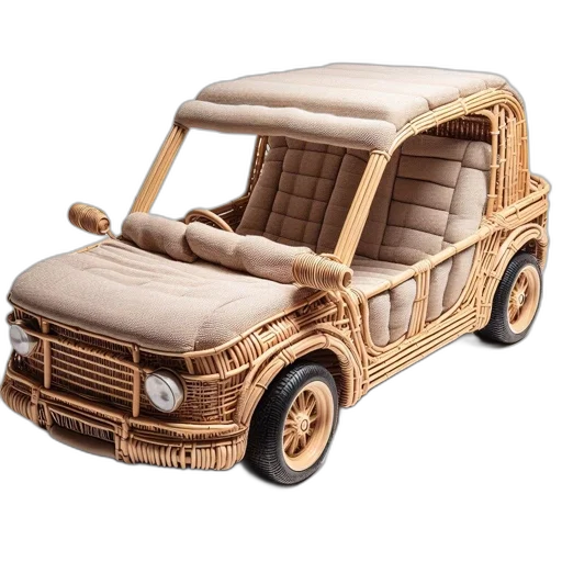 car, furniture, 3d render, photorealistic, image, showcases, unique, wicker transparent PNG cut-out