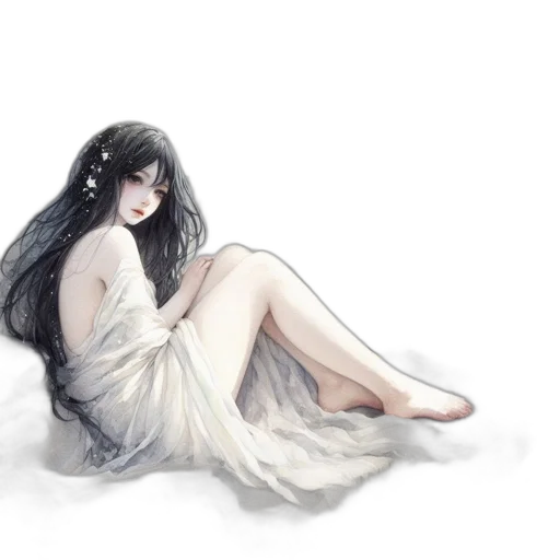 dress, creature, hair, fantasy art, watercolor, concept art, photorealistic, fog transparent PNG cut-out