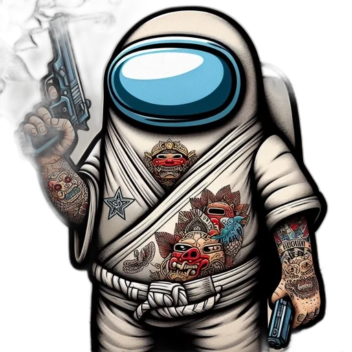 robot, comic book art, concept art, cartoon, outer space, astronaut-like, figure, donning transparent PNG cut-out