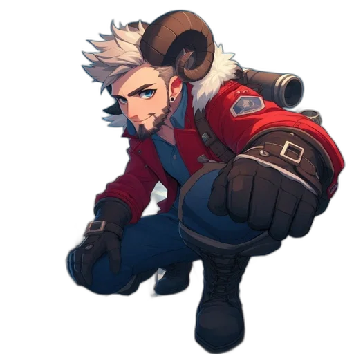 jacket, weapon, staff, animal, concept art, pixel art, cartoon, anime transparent PNG cut-out