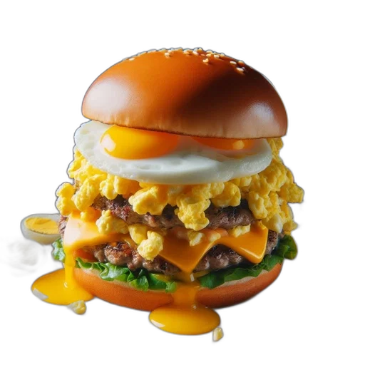 food, crown, 3d render, photorealistic, delectable, layered, burger, assortment transparent PNG cut-out