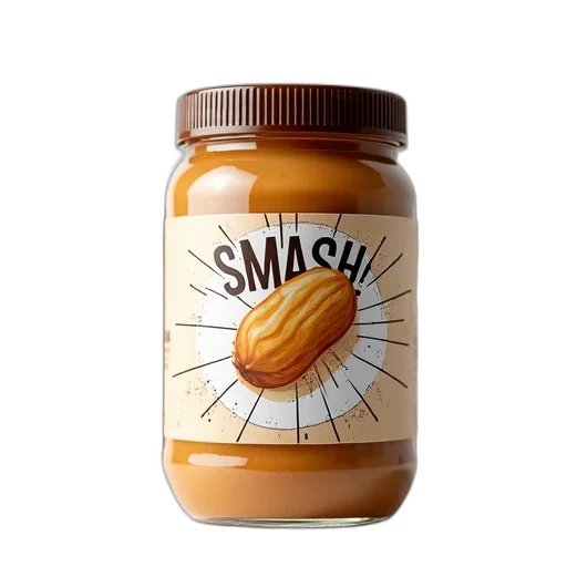 food, bottle, 3d render, photorealistic, close-up, peanut, butter, jar transparent PNG cut-out