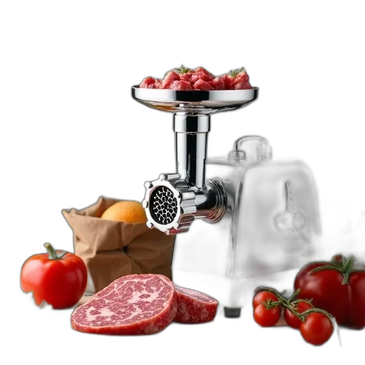 food, robot, photorealistic, 3d render, commercial, stainless, steel, electric transparent PNG cut-out