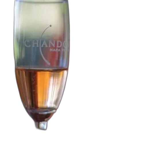 bottle, 3d render, hand, holds, champagne, flute, word, chando transparent PNG cut-out