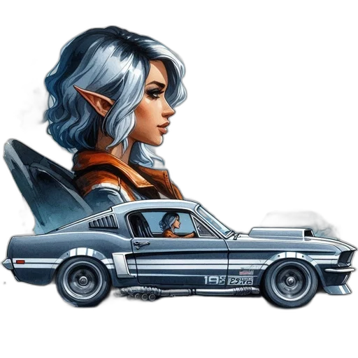 car, concept art, comic book art, photorealistic, pixel art, stylized, female, character transparent PNG cut-out