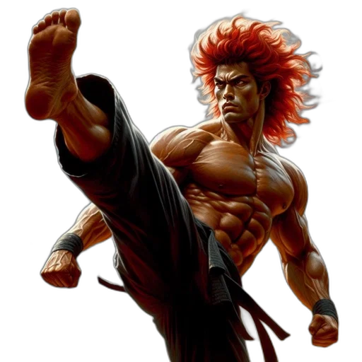 comic book art, concept art, photorealistic, fantasy art, muscular, red-haired, man, performs transparent PNG cut-out