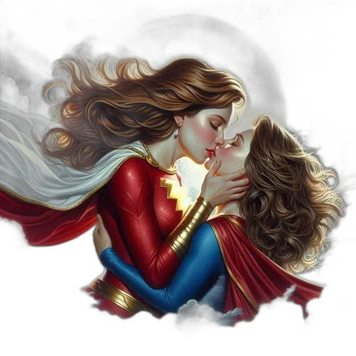 comic book art, fantasy art, concept art, pixel art, two, women, seemingly, superheroes transparent PNG cut-out