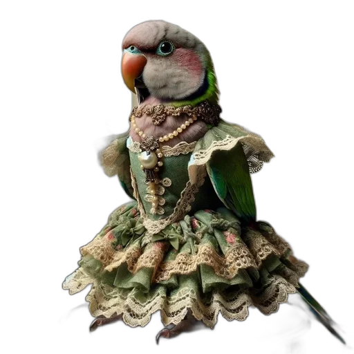 dress, animal, jewelry, staff, 3d render, photorealistic, concept art, fantasy art transparent PNG cut-out