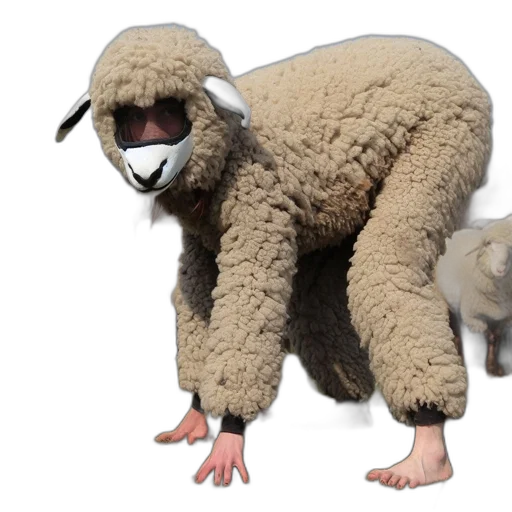creature, animal, mask, 3d render, concept art, individual, full, sheep transparent PNG cut-out