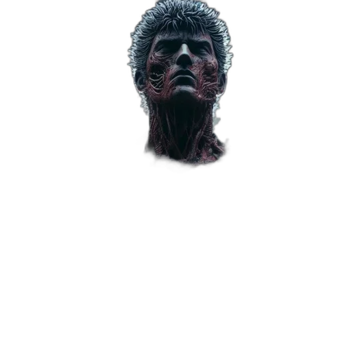 face, mask, hair, crown, 3d render, photorealistic, pixel art, comic book art transparent PNG cut-out